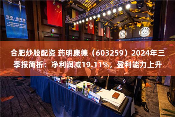 合肥炒股配资 药明康德（603259）2024年三季报简析：净利润减19.11%，盈利能力上升