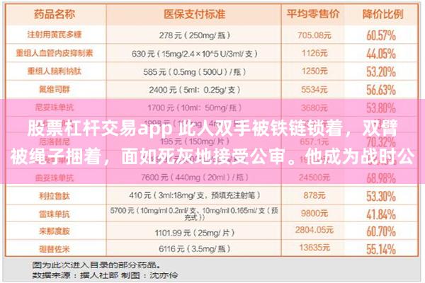 股票杠杆交易app 此人双手被铁链锁着，双臂被绳子捆着，面如死灰地接受公审。他成为战时公